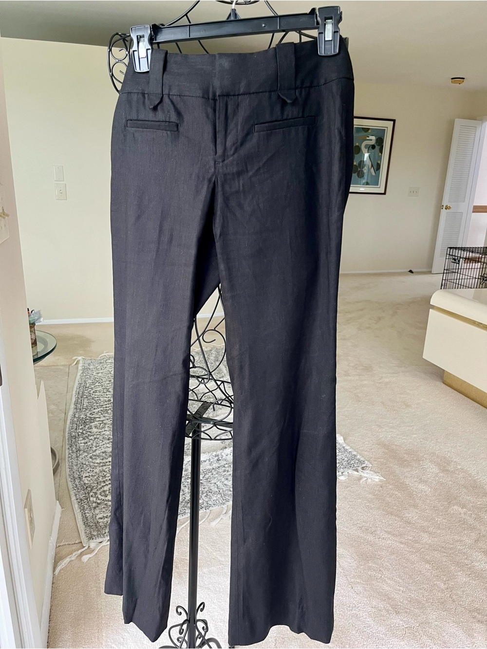 Calvin Klein Women’s Black Linen  Dress Pants - Straight Leg